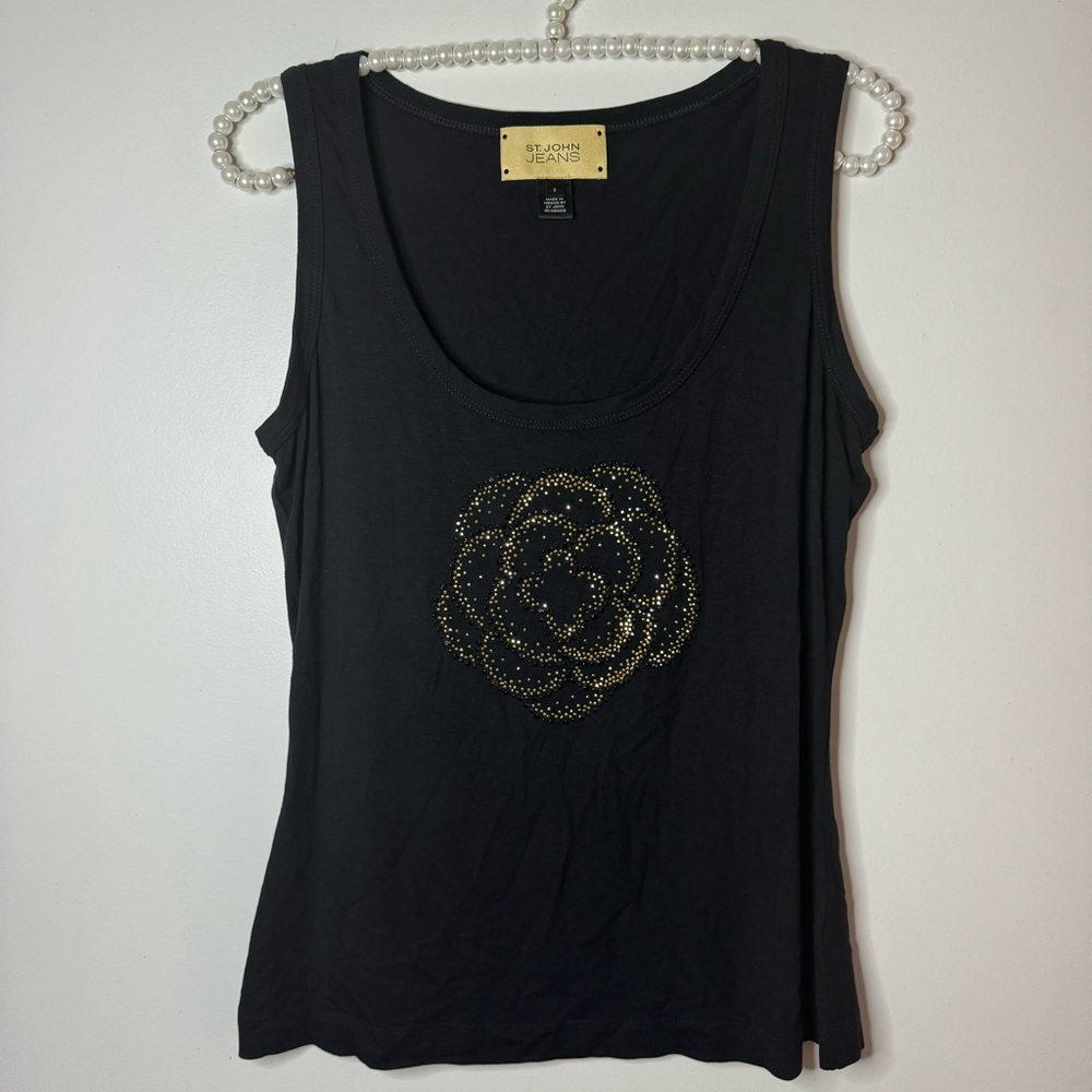 NWOT St. John Jeans Flower Embellished Tank Top